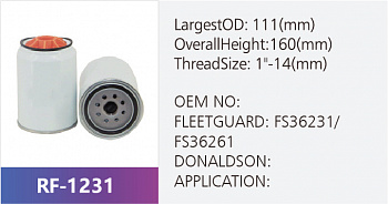 Фильтр топливный RF-1231 (1/15/20)